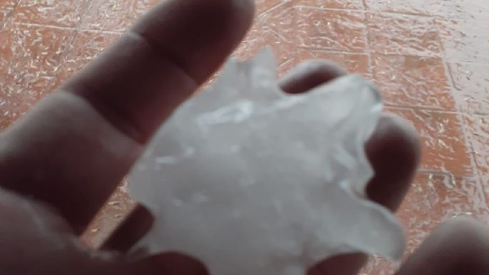 Fuerte viento en la ciudad y granizo en la región