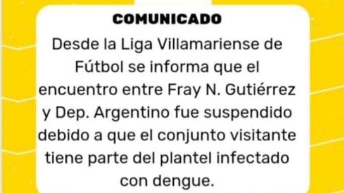 Suspendieron un partido de fútbol porque parte de un equipo contrajo dengue