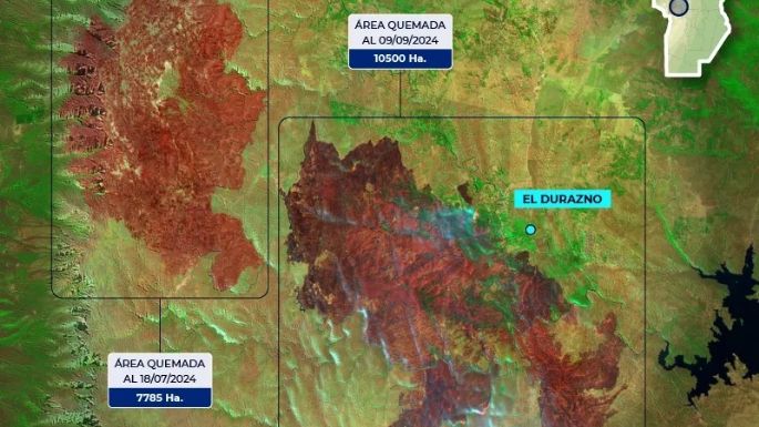La CONAE difundió impactantes fotos satelitales de las áreas afectadas por los incendios