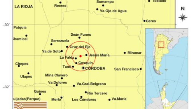 Registraron un cuarto sismo en las últimas horas en Córdoba