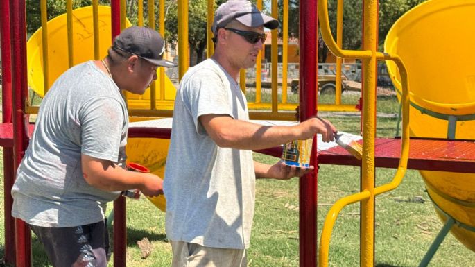 Realizan obras en la Plaza Alfredo Palacios