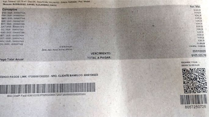 Las boletas llegaron con más de un 300% de aumento