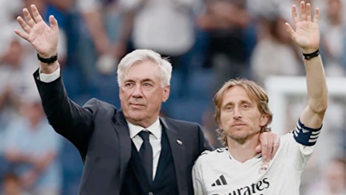 Luca Modric y Carlo Ancelotti, ovacionados en el Benabéu