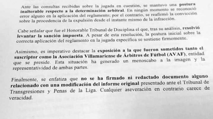 Roja a Berardo: el árbitro nunca se retractó