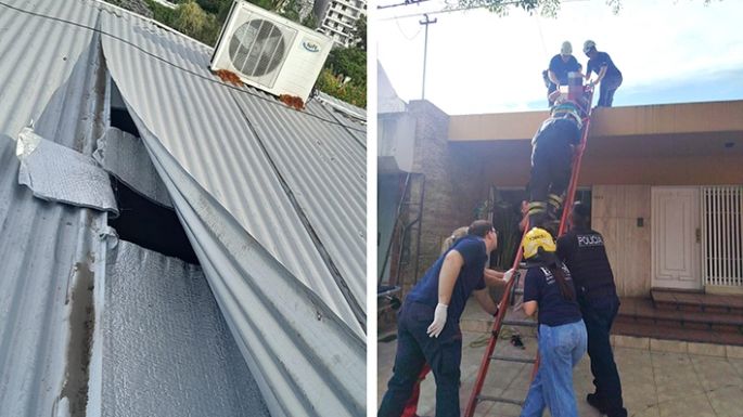 Quiso robar y sufrió heridas en el techo