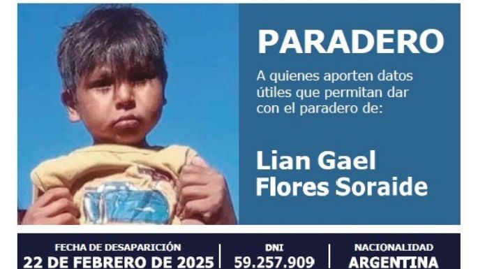 Oficializaron el aumento de la recompensa por datos que permitan hallar a Lian Flores