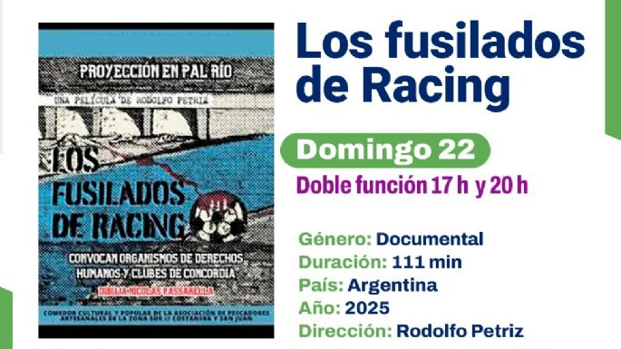 INCCA VM proyectará “Los Fusilados de Racing”