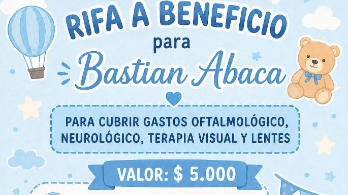 Piden colaboración para los gastos médicos de Bastian