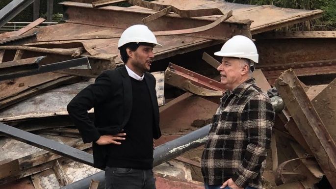 Accastello y Tagni juntos en la zona del viejo puente: resaltaron la obra de defensa hídrica