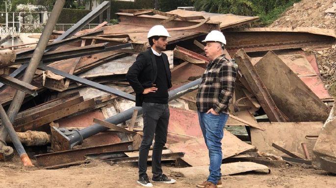 Accastello y Tagni juntos en la zona del viejo puente: resaltaron la obra de defensa hídrica